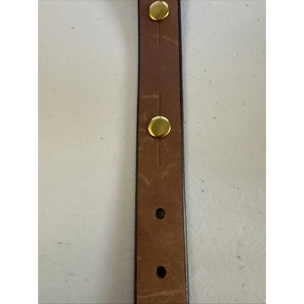 Fossil Brown Leather Belt Womens Medium Antique Brass Buckle Brown 1